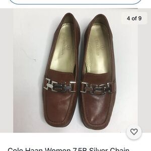 Cole Haan Women 7.5B Silver Chain Link Rust Brown